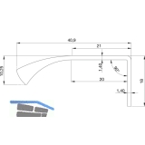 Griffleiste Edge Straight LA 20 mm, Lnge 40 mm, Aluminium Edelstahl Effekt