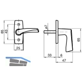 GRUNDMANN Fenstergriff FAVORIT 1004 - sichtbar geschraubt, 7x35, Alu poliert