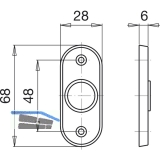 GRUNDMANN Blindrosette oval 27 x 67 mm, Aluminium poliert