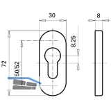 GRUNDMANN Zylinderrosette PZ, GEOS, 30 x 72 x 8, Edelstahl