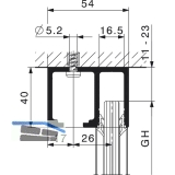 Laufschienenset HAWA-Junior 80 Festverglasung, 2500 mm, Alu farblos eloxiert