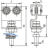 Rollapparat HELM 186 zweipaarig mit Drehlager, Stahl gelb passiviert