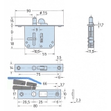 JuNie 2173 Bart-Rollladenschloss rechts, Dornma 20 mm, Messing-Stulpe