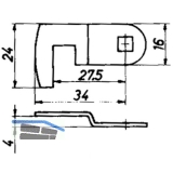 HEKNA 542 Zylinder-Hebelschloss, links, Schliehebel gekrpft, L 34 mm, Zamak