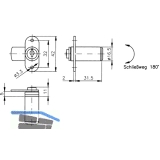 HEKNA 542 Zylinder-Hebelschloss, links, Schliehebel gekrpft, L 34 mm, Zamak