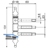 Einbohr-Zierband 3-teilig, m. Aushngesicherung,  18 mm, Stahl vermessingt