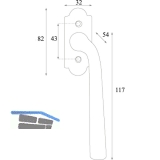 HALC Fenstergriff SLL - sichtbar geschraubt, 7x40, 117, Eisen verzinkt