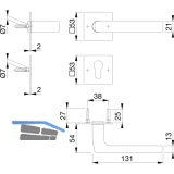 HOPPE Drckergt. DALLAS - auf Flachrosetten WC, TS35 - 45, Edelstahl matt