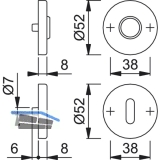 HOPPE Zylinderrosette PZ,  52, Hhe 9, EdSt.matt