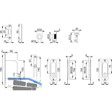 Schiebetrschloss- u. Griffset,DM 50, TS 35-52 mm, BB, Alu chromfarben satiniert