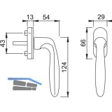 HOPPE Fenstergriff VERONA - verdeckt geschr., VK 7 x 32 mm, Edst. - Effekt