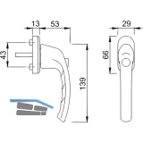 HOPPE Fenstergriff TOKYO - mit Sperrknopf, VK 7 x 32 mm, silber elox.