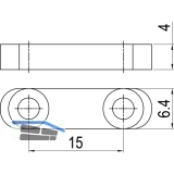 Optionaler Gleitstein fr Mitnehmerhaken, 24 x 6,4 x 4 mm, schwarz verzinkt