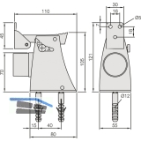 Torhalter mit Fanghaken und Puffer, Hhe 121 mm, silberfrbig