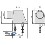 KWS Bodentrpuffer - Platte 55 x 80 mm, Hhe 70 mm, Edelstahl matt