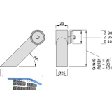 KWS Endsttze RS - schrg 45 Rundrohr, links, 30mm, Edst.