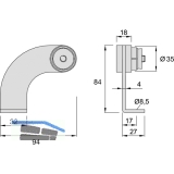 KWS Endsttze WS - gebogen 90 Rundrohr, links, 35mm, Edst.