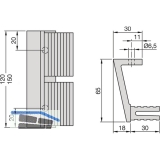 Konsole 65mm - fr Balkengriffe, Profil 120mm, Aluminium silber elox.