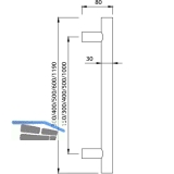 KWS Stangengriff 8179 - 600mm, LA. 500mm,  30mm, Edst. matt