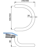 KWS Stangengriff Serie 84 - Halbkreis, 380mm, LA. 350mm,  30mm, Edst.