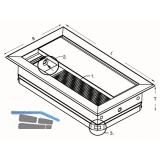 Kabeldurchgang eckig mit Staubschutzbrste, 200x70x25 mm, Aluminium eloxiert