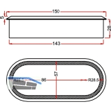Kabeldurchgang oval, Holz, 57 x 143 mm, Ahorn roh