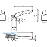 Kipp Klemmhebel mit Gewindestift M 8 x 25 mm