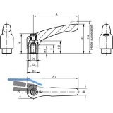 Kipp Klemmhebel mit Gewindestift M 8 x 50 mm