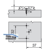 BLUM CLIP Kreuzmontageplatte, Spax-Schrauben, HV: Langloch, Distanz 0 mm