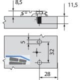 BLUM CLIP Kreuzmontageplatte, vorm. Systemschrauben, HV: Langloch, Distanz 0 mm