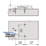BLUM CLIP Kreuzmontageplatte, Spax-Schrauben, HV: 2-teilig, Distanz 3 mm