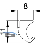 Dichtung 41AL-EPDM-F, fr Clipprofil Glasstrke 8 & 10 mm, Kunststoff schwarz