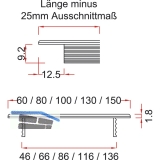 Lftungsgitter Lnge 600 mm, Breite 80 mm, Aluminium wei beschichtet