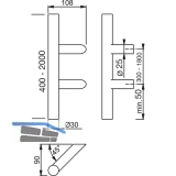 MARCHESI Stangengriff 4810 - schrg, 600mm, LA. 400mm,  30mm, Edst. matt