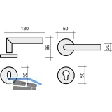 SECOTEC Drckergarnitur Modell Gehrung auf Rosette PZ Edelstahl rostfrei