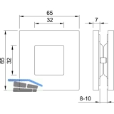 Schiebetrmuschelpaar 6405 fr Glas, eckig, Glasstrke 8 - 10 mm,silber eloxiert