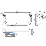 MARCHESI Stangengriff 4520 - gebogen, 382mm, LA. 350mm, M8, Edst. matt