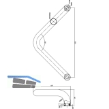 MARCHESI Stangengriff 4524 V - Form, 382mm, LA. 350mm, M8, Edst. matt