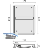 Turnhallenmuschel, 170 x 240 mm, links, PZ 72 mm, VK 9 mm, Edelstahl matt