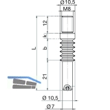 Einfachbolzen M8 x 84 mm Stahl