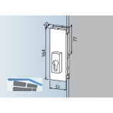 Mittelschloss US 20, PZ- vorgerichtet, Glasstrke 10 mm, Edelstahl (03.215)