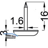 Nagelgleiter mit Stahlkappe und Einschlagstift 2, rund, 16, FE vernickelt