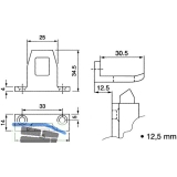 Schlieblech fr berschlagshhe 12,5 mm, Aluminium pulverbeschichtet RAL 9010