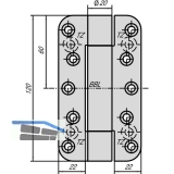 Objektband VN 2828 f. geflzte flchenb. Tren, Bandh. 120 mm, vernickelt matt