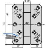 Objektband VN 2929 f. stumpf einsch. Tren, Bandhhe 120 mm, vernickelt matt