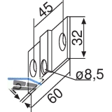 Befestigungslaschen zu PT30, Aluminium silber eloxiert