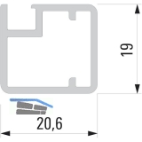 Glasrahmenprofil schmal, Lnge 2500 per Stange, Aluminium natur eloxiert