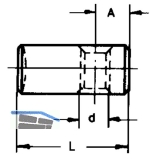 Quergewindebolzen, 10, L 12.5, Abstand 5, fr Verbindungsschraube M6, FE blank