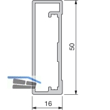 Glasrahmenprofil breit 50 x 16 mm, Aluminium natur eloxiert