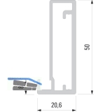Glasrahmenprofil breit, Lnge per Stange 2500 mm, Aluminium Edelstahl Effekt